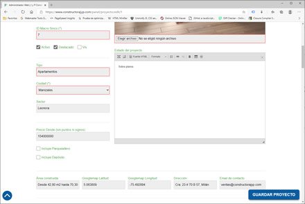 Módulo administrativo, Sitio web administrable Constructora JyP