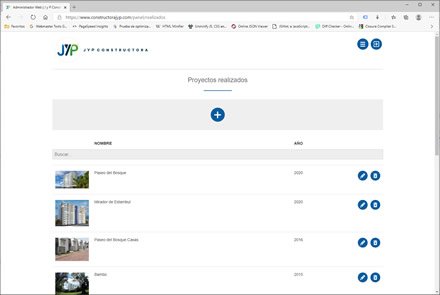 Módulo administrativo, Sitio web administrable Constructora JyP