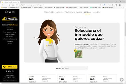Cotizador en línea, Sitio web administrable La Mansión Inversiones