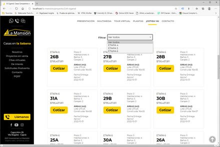 Cotizador en línea, Sitio web administrable La Mansión Inversiones
