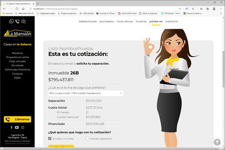 Cotizador en línea, Sitio web administrable La Mansión Inversiones