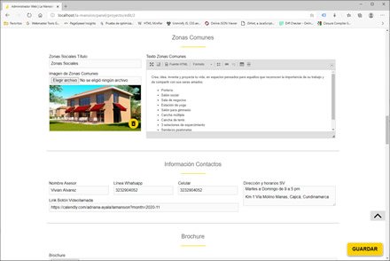 Módulo administrativo, Sitio web administrable La Mansión Inversiones