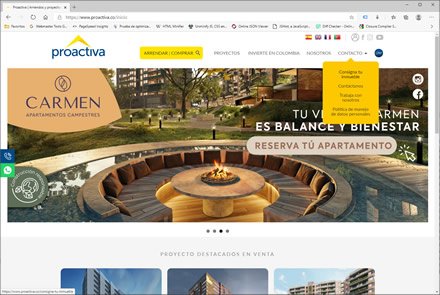 Home, Sitio web administrable Inmobiliaria Proactiva