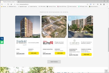 Home, Sitio web administrable Inmobiliaria Proactiva