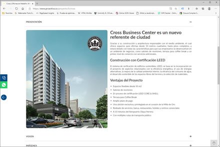 Detalle de proyecto, Sitio web administrable Inmobiliaria Proactiva