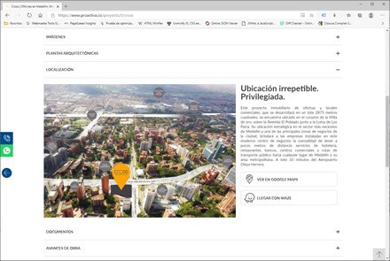 Detalle de proyecto, Sitio web administrable Inmobiliaria Proactiva