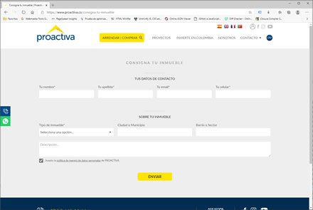 Captaciones, Sitio web administrable Inmobiliaria Proactiva