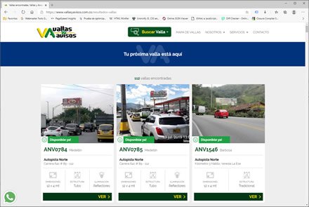 Búsqueda de vallas, Sitio web administrable Vallas y Avisos
