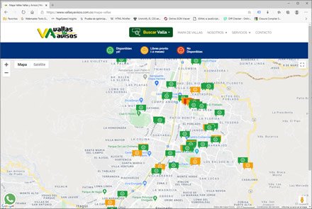 Mapa Google de Vallas, Sitio web administrable Vallas y Avisos