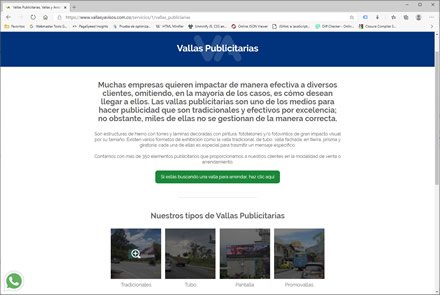 Servicios, Sitio web administrable Vallas y Avisos