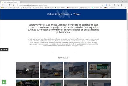 Servicios, Sitio web administrable Vallas y Avisos