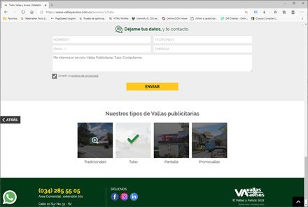 Servicios, Sitio web administrable Vallas y Avisos