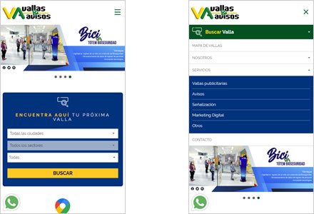 Adaptación responsive, Sitio web administrable Vallas y Avisos