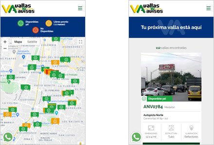 Adaptación responsive, Sitio web administrable Vallas y Avisos