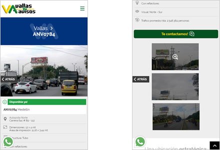 Adaptación responsive, Sitio web administrable Vallas y Avisos
