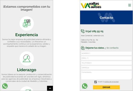 Adaptación responsive, Sitio web administrable Vallas y Avisos