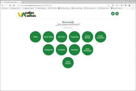 Módulo administrativo, Sitio web administrable Vallas y Avisos