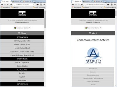 Responsive design, Responsive web EE Hoteles