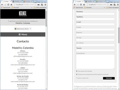 Responsive design, Responsive web EE Hoteles