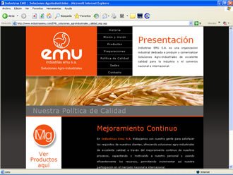 Pantalla Típica de textos, Web Industrias EMU