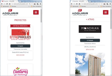 Adaptación responsive, Web Joomla Responsive Adquirir