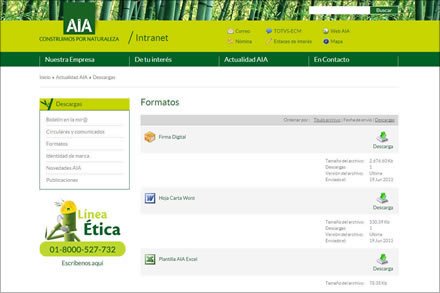 Descargas, Intranet Joomla AIA Intranet