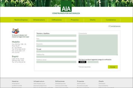 Contacto, Sitio web Joomla AIA Web