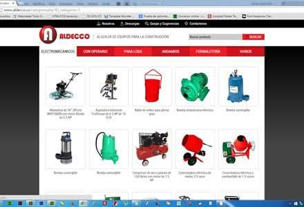 Categoría de productos, Web Responsive Admin/ Aldecco