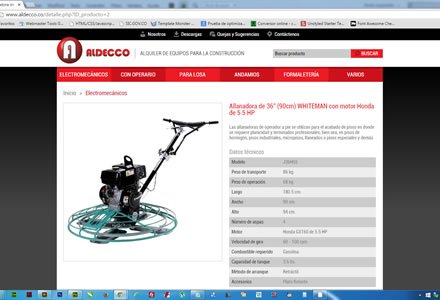 Detalle de producto, Web Responsive Admin/ Aldecco