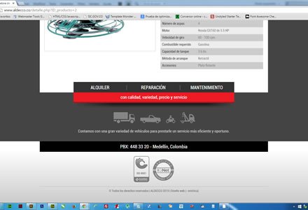 Detalle de producto (scroll), Web Responsive Admin/ Aldecco