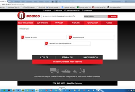 Descargas, Web Responsive Admin/ Aldecco