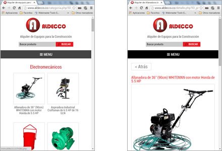 Adaptación responsive, Web Responsive Admin/ Aldecco