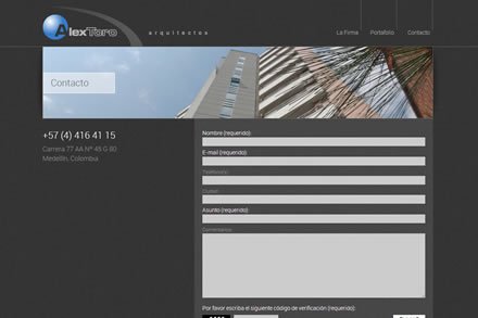 Contacto, Sitio web Alex Toro Arquitectos