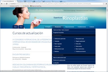 Menú desplegable, Sitio web Dr. Álvaro Correa