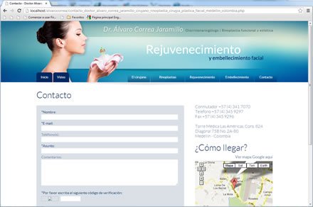 Contacto, Sitio web Dr. Álvaro Correa