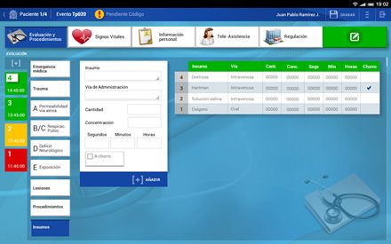 Evaluación paciente (insumos), Interfaces APP paramédica UdeA