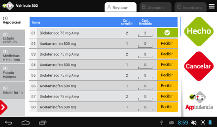 Recepción medicamentos, Diseño de interfaces APP Appbulancia | UdeA