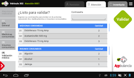 Validación médica de consumos, Diseño de interfaces APP Appbulancia | UdeA