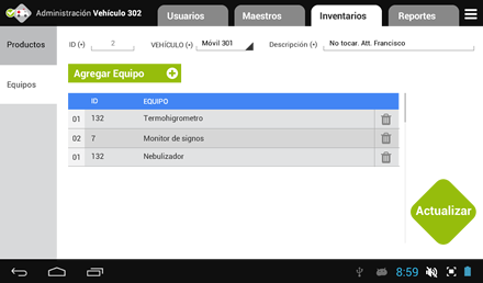 Inventario físico equipos, Diseño de interfaces APP Appbulancia | UdeA