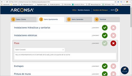 Listado de solicitudes, Web APP Responsive ARCONSA