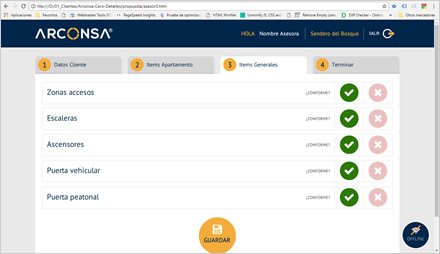 Listado de solicitudes, Web APP Responsive ARCONSA