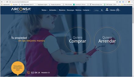 Home, Interfaces responsive ARCONSA Inmobiliaria