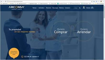 Home, Interfaces responsive ARCONSA Inmobiliaria