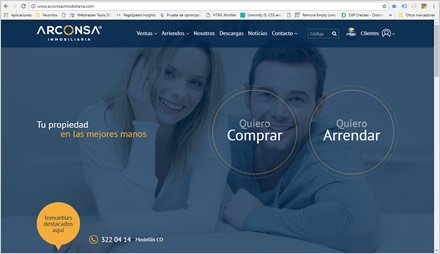 Home, Interfaces responsive ARCONSA Inmobiliaria