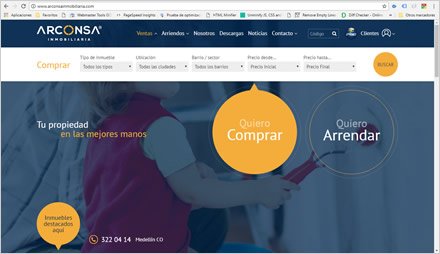Home, Interfaces responsive ARCONSA Inmobiliaria