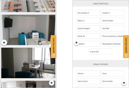 Adaptación Responsive, Interfaces responsive ARCONSA Inmobiliaria