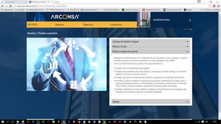 Políticas, Web Joomla Arconsa