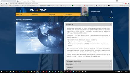 Desde el exterior, Web Joomla Arconsa