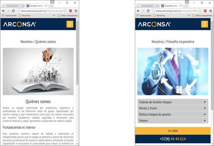 Adaptación Responsive, Web Joomla Arconsa