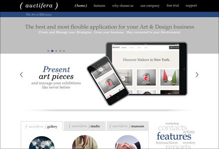 Home, Interfaces responsive Auctifera
